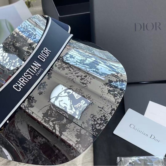 Dior Black Patterned Transparent Visor with Navy Branded Strap main image 7
